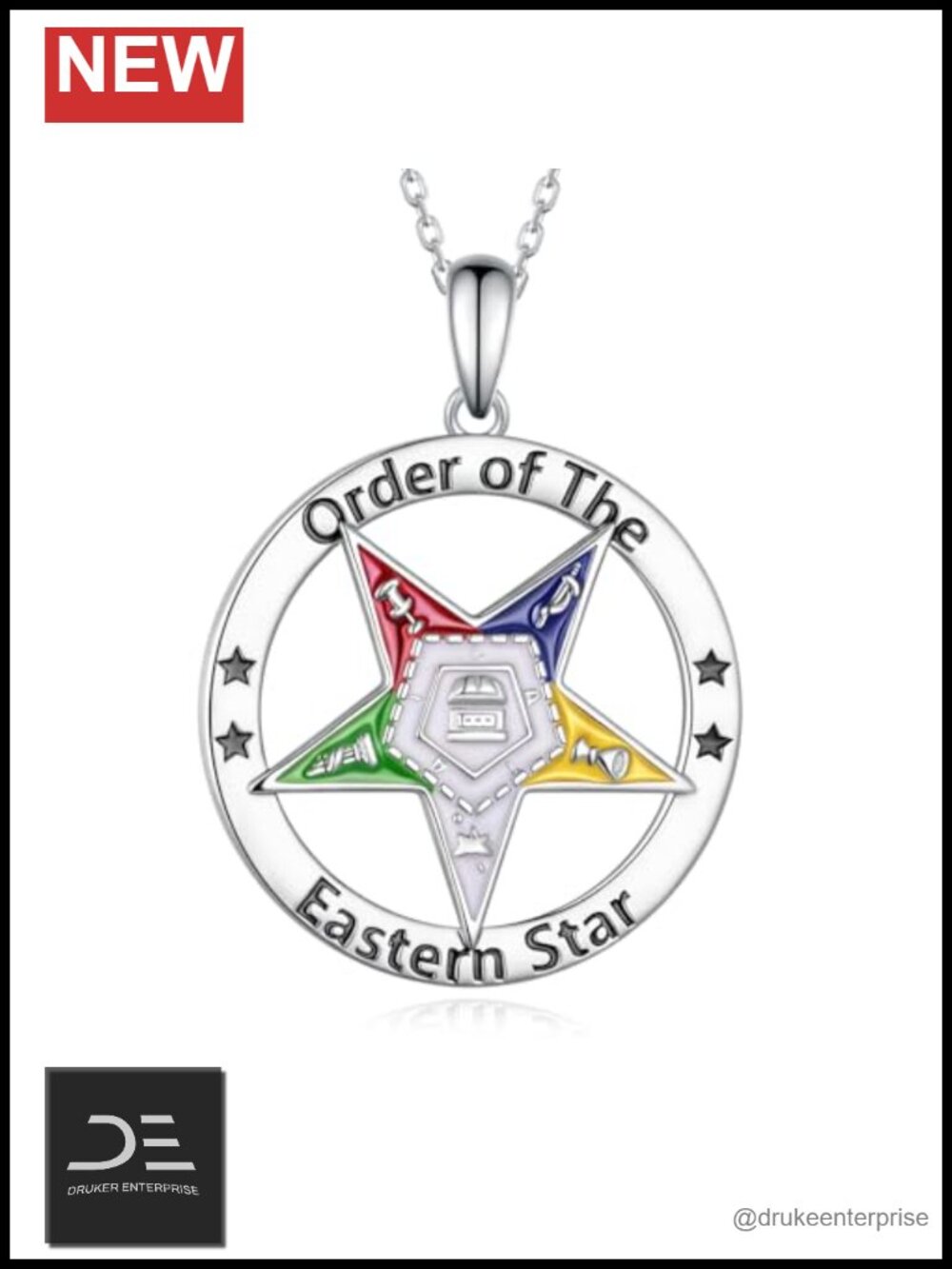 Order of Eastern Star Pendant Necklace 925 Sterling Silver Sorority Jewelry